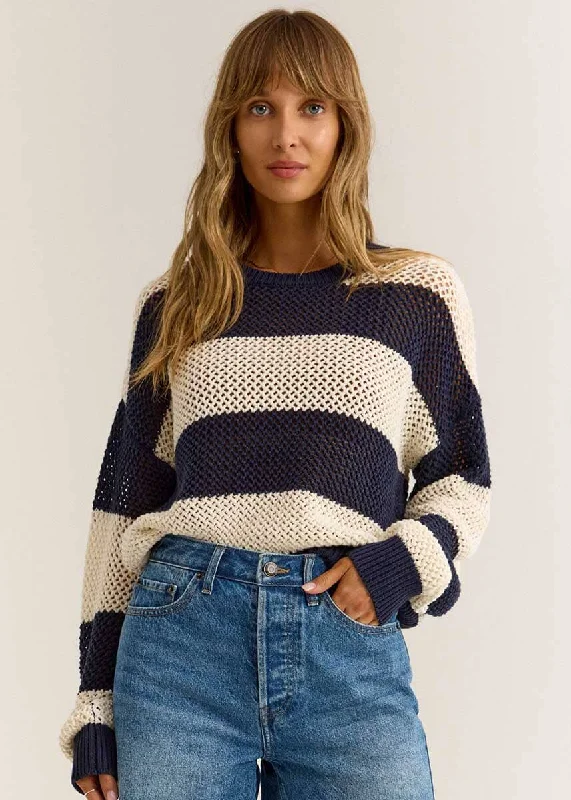 Broadbeach Stripe Sweater - Captain Navy