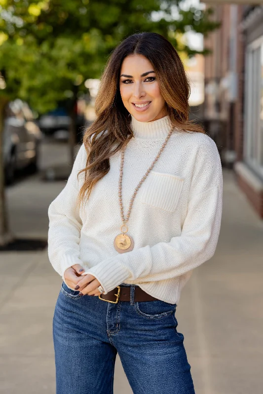 Chunky Ribbed Trim Turtleneck Sweater