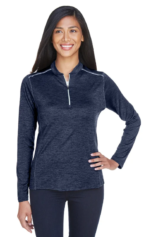 Core 365 Womens Kinetic Performance Moisture Wicking 1/4 Zip Sweatshirt - Classic Navy Blue/Carbon Grey