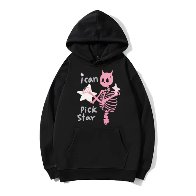 Dark Skull Star Print Hoodie