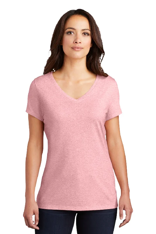 District Womens Perfect Tri Short Sleeve V-Neck T-Shirt - Heather Wisteria Pink