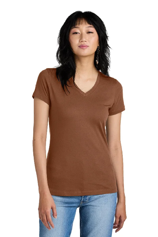 District Womens Perfect Weight Short Sleeve V-Neck T-Shirt - Baked Clay Brown