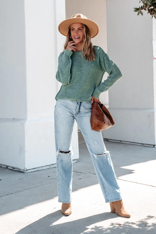 Everyday Fall Pullover Sweater - Sage