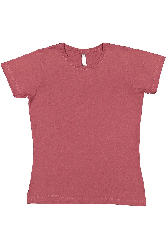 LAT Womens Fine Jersey Short Sleeve Crewneck T-Shirt - Rouge