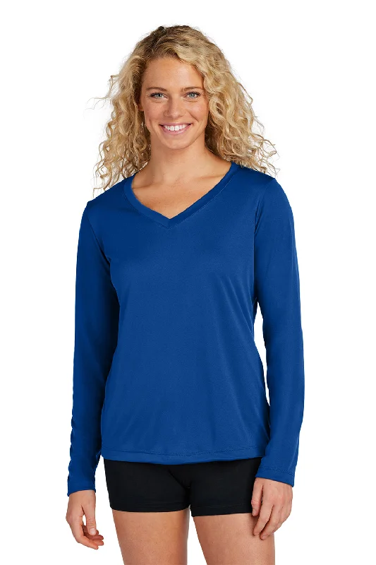 Sport-Tek Womens Competitor Moisture Wicking Long Sleeve V-Neck T-Shirt - True Royal Blue - NEW