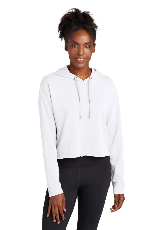 Sport-Tek Womens Moisture Wicking Fleece Crop Hooded Sweatshirt Hoodie - White