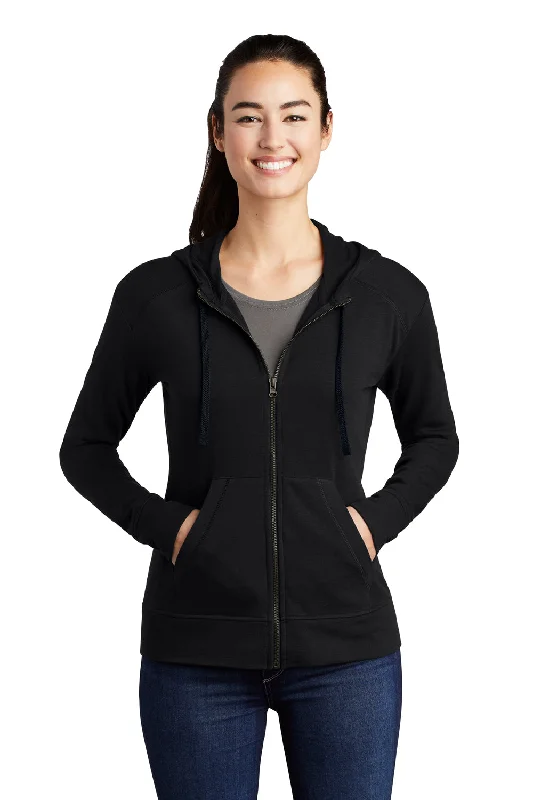 Sport-Tek Womens Moisture Wicking Fleece Full Zip Hooded Sweatshirt Hoodie - Black