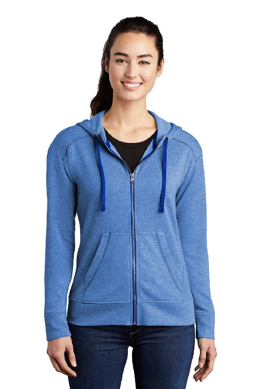 Sport-Tek Womens Moisture Wicking Fleece Full Zip Hooded Sweatshirt Hoodie - Heather True Royal Blue