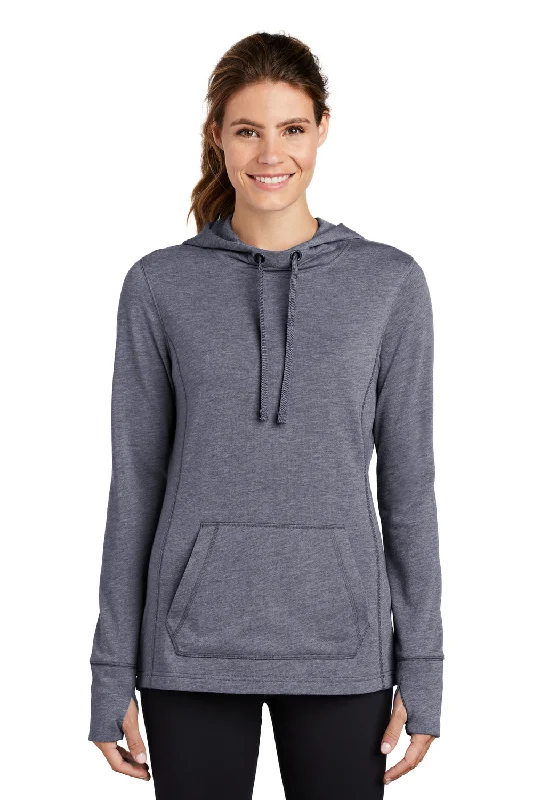 Sport-Tek Womens Moisture Wicking Fleece Hooded Sweatshirt Hoodie - Heather True Navy Blue