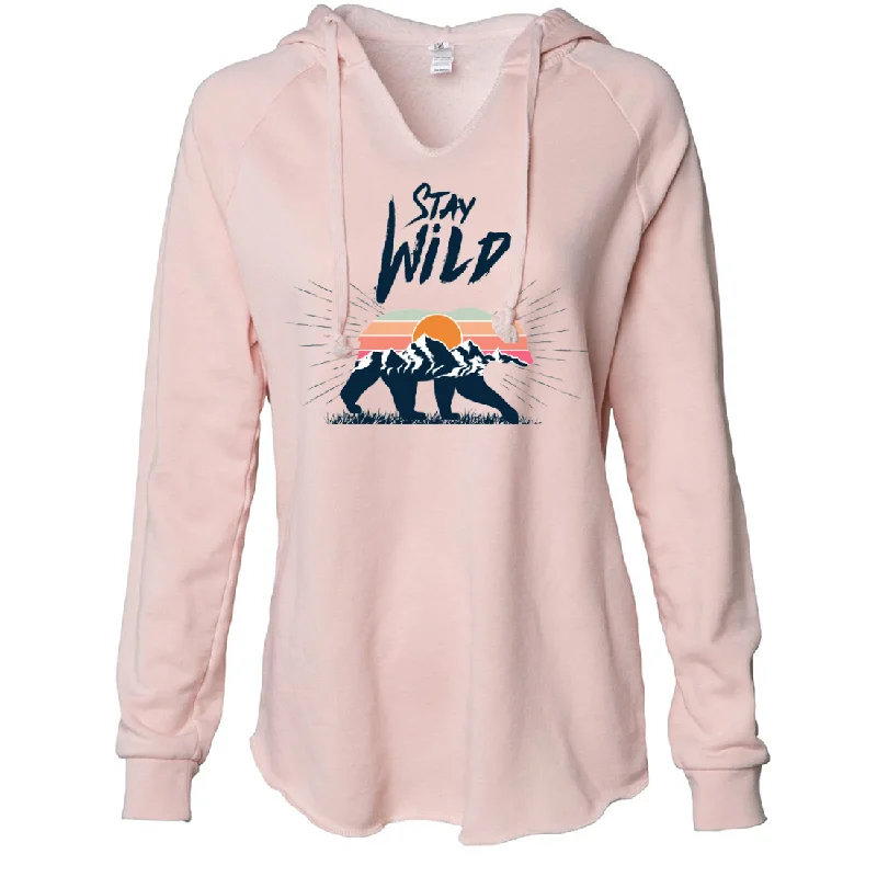 Stay Wild Sunset Bear Women's Soft Hooded Pullover