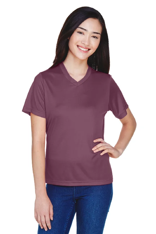 Team 365 Womens Zone Performance Moisture Wicking Short Sleeve V-Neck T-Shirt - Dark Maroon