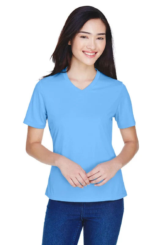 Team 365 Womens Zone Performance Moisture Wicking Short Sleeve V-Neck T-Shirt - Light Blue