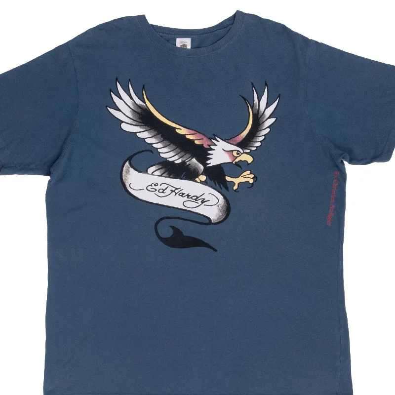 VINTAGE ED HARDY EAGLE BLUE TEE SHIRT 2000S SIZE XL