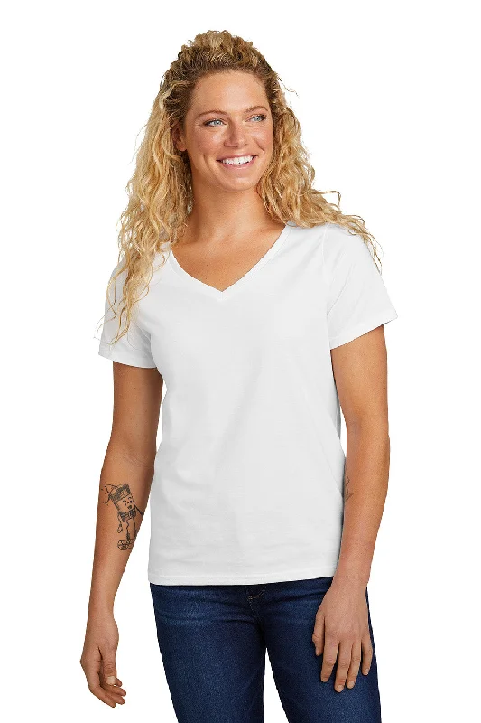 Volunteer Knitwear Womens USA Made Daily Short Sleeve V-Neck T-Shirt - White