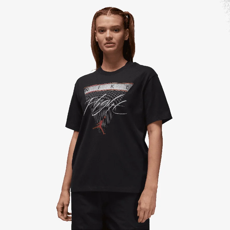 Jordan | WMN'S FLIGHT HERITAGE GRAPHIC T-SHIRT  { BLACK/GYM RED